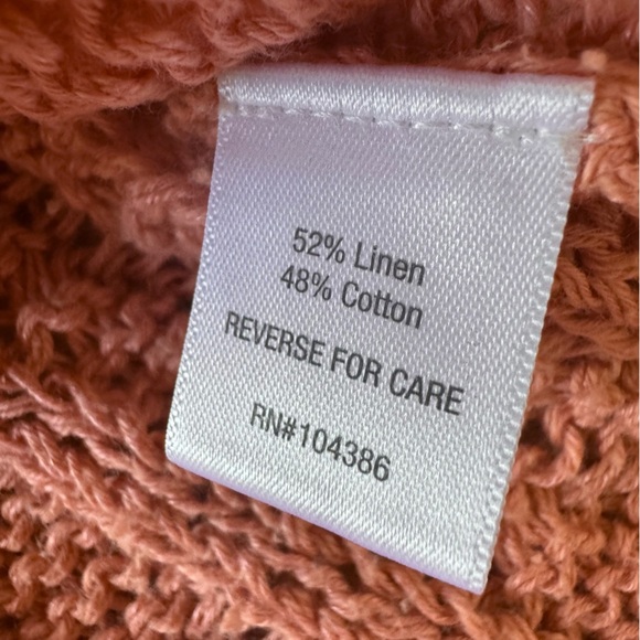 Garnett Hill Linen & Cotton Cabled Pullover in Desert Bloom Pink Size M - Picture 9 of 11